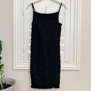 H&M Black Textured Midi Dress - Size Medium